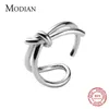 Fashion Open Ring Real 925 Sterling Silver Adjustable Size Gold Color Double Knot Finger For Women Fine Jewelry 210707