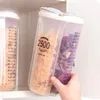 Bouteilles de stockage, bocaux, réservoir de cuisine, étanche à l'humidité, scellé, boîte en plastique transparente pour céréales domestiques, outil Simple japonais