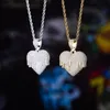Pendant Necklaces Hip Hop Cubic Zirconia Paved Bling Iced Out Melting Heart Lover Pendants Necklace For Women Men Rapper Jewelry Rose Go