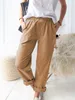 Damesbroek Capris Europese en Amerikaanse zomer nieuwe stijl solide kleur casual elastische high taille rechte broek vrouwen