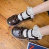 로리타 신발 더블 버클 스트랩 메리 얀즈 신발 바느질 플랫폼 여성 아파트 나비 매듭 소녀 신발 얕은 봄 8849N