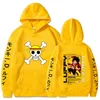 Jednoczęściowy Anime Hoodie Luffy Wzór Drukuj Pulower Luźne Przypadkowe Kaputery Unisex Polar Bluzy Streetwear Oversized Odzież Y211122