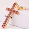 Moda Cruz Chaveiro Metal Chaveiro Rhinestone Cristal Cross Quadro Chaveiro Presente Chaveiro