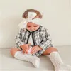 Baby meisje jurk verjaardag kinderen baby meisje kleding outfits tutu jurk plaid top 2-delige partij set Q0716