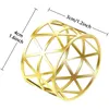 12 pz / lotto Anelli di tovagliolo Decorazione di nozze in metallo Coriandoli Rotondo Scava fuori Decorativo individuale Porta asciugamani da tavola in oro Accessori per la cena Stand Serving CL0011