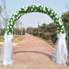 Bröllopsinredning Centerpieces Metallram med Cherry Blossoms Chiffon Set Arch Lyckor Dörr för köpcentrum Öppnande Party Decoration