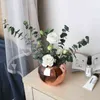 Stainless Steel Vase Desltop Plant Pot Flower Pots Golden Black Rose Gold Classic Vase 211118