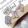 Personalize 26 Letters Initial Brooch Pins for Women Men Rainbow Embroidery Rhinestone Lapel Pin Shirt Clothes Wedding Jewelry