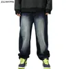 Men's Jeans Mens Hip Hop Skateboarder Plus Size Loose Baggy Denim Pants Wide Leg Streetwear Garment Washed