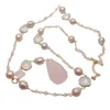 Y · ying natuurlijke keshi parel crystal trui ketting ketting roos kristallen hanger ketting romantische stijl voor vrouwen