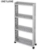 2/3/4 Layer Gap Scaffale da cucina Rack Slim Slide Tower Mobile Assemblare con ruote Accessori per il bagno Organizzatore da cucina 210705