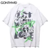 GONTHWID Tees Shirts Hip Hop Graffiti Joker Maske Baumwolle Punk Rock Gothic T-shirts Streetwear Harajuku Casual Kurzarm Tops C0315