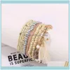 Beaded Jewelrybeaded Strands 9Pcs/Set Handcraft Boutique Fashion Multilayer Crystal Stone Beads Strand Bracelets Bangles Mini Measle Boho