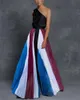 Casual jurken vrouwen jurk sexy one-shoulder patchwork lange maxi geplooid 2022 zomer kleding strand vakantie vestidos vrouw