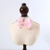 キャットカラーリードオーガンザピンクの素敵なネックレス調節可能な弓真珠の花漫画甘い犬のペット飾る