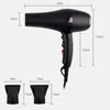 Sèche-cheveux professionnel chaud et froid 2400W puissant sèche-cheveux multifonction 2 vitesses 3 chauffage réglable