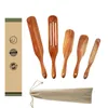 5pcs / set teak naturliga träpläskor skrapa sked colander special nano soppa skimmer matlagning skedar trä köksredskap