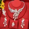 Oorbellen Ketting Luxe Pauw Sieraden Sets Voor Vrouwen Bruiloft Naija Dubai India Set Zirconia Bruids