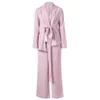 2 Piece Set Women Suits Summer Thin Fashion Pink Color Office OL Jacket Sash Blazer + Long Wide Leg Pants Suit Streetwear 210608