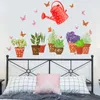 Wall Stickers Green Plant Butterfly Watering Can Living Room Bedroom Balcony Decorative