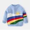 Mudkingdom Boys Winter Sweaters Autumn Fashion Long Sleeve Colorful Rainbow Stripe Warm Sweater Kids Clothes 210615