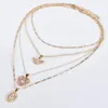 Colliers pendants Shuangr Women Collier Angel Heart Crystal Clicle Clicule Chaîne multicouche Gold Set Party Bijoux Gift
