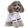 Dog Apparel Soft Pet Bathrobe Adjustable Belt Polyester Quick-drying Robe Warm Animal Pajamas Hooded For Cat #09