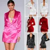 Fashion New Femmes Femmes Robe Notched revers Plongée Boutons Longues Manches Fluorescentes NightClub Party Blazer Robe décontractée 2021