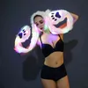 Animal Hat Scarf Gloves LED light cartoon fashion imitation fur hat 211207