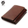 Wallet Antitheft Scanning Leather Hasp Leisure Men's Slim Mini Case Card Trifold Purse