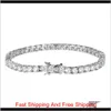 Hip Hop Tennis Diamonds Chain Bracelets For Men Fashion Luxury Copper Zircons Bracelet 7 Inches 8 Inches Golden Silver Chains Jewe242j