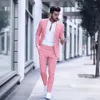 (Giacca + pantaloni) 2021 Moda casual Abiti da uomo d'affari di lusso per abiti da sposa Smoking da uomo Slim Fit Risvolto a punta Abiti da uomo rosa X0909