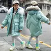-30 Cappotto lungo parka impermeabile per bambini russo New Winter piumino impermeabile per abbigliamento per ragazze abiti spessi e caldi tute da neve H0910