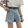 Vintage Denim Shorts Women Summer Wide Leg High Waist Jeans Casual Loose Girls Short Blue Black 210601
