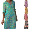 Women v Dritic Pressed Dress Discal Lough Lough Sleeved Orgled Spring Autumn Summer Summer Dresses بالإضافة إلى الحجم