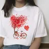 2020 Zomer Vrouwen T-shirt Gelukkige Liefde Gedrukt Tshirts Casual Tops Tee Harajuku 90s Vintage Witte T-shirt Vrouwelijke Kleding X0527