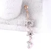 Diamond Water Drop Belly Anillo de oro Cuerpo de acero inoxidable Campana de perforaci￳n Button Anillos de bot￳n para mujeres Joyer￭a de moda Voluntad y regalo arenoso