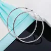 925 zilveren cirkel hoepel oorbellen voor vrouwen mannen 50mm 60mm 70mm 80mm mode-sieraden