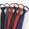 7cm Zip Necktie Men's Business Wedding Tie Dot Neckwear Knot Ready Solid Lazy ZIPPER TIE Suit Accessories Strip Formal Red Blue 2 pcs/lot