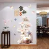Adesivi murali in stile cinese 3D Adesivi murali di pavone grande bottiglia fiori in vinile soggiorno corridoio camera da letto decorazione della decorazione domestica poster 210615