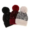 Bonnet/crâne casquettes hiver boule de fourrure tricoté casquette mode hommes femmes Beaines chapeau automne ski tricot élastique Chapeu unisexe Pros22