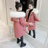 Barn Vinter Jacka Mode Tjej Kläder Barnkläder Parka Faux Fur Coat Hooded Snowsuit Teen Tjock Velvet Ytterkläder 211027