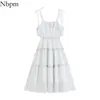 NBPM Femmes Sweet Fashion Matière brillante Robe Loose et confortable Hemline Summer Sund fouettes Spaghetti Spaghetti 210529