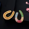 Projektant Czarny Złoty Kolor Okrągły Duży Rainbow CZ Stadnina Kolczyki Dla Kobiet Cute Micro Pave Cubic Cyrkon Biżuteria CZ593 210714