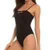 Black Stylish Sexy Bodysuits Fashion High Quality Female Solid Women Slim Brief Plus Size 210525