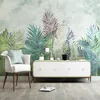 Tapety Niestandardowe Mural Nordic Rośliny Tropikalne Kwiaty Home Decor 3D Wall Paper Retro Floral Pastoral Akwarela Sypialnia Tapeta