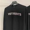 Bling Vetements 긴 소매 티셔츠 남성 여성 1 : 1 고품질 심장 불꽃 플래시 드릴링 Vetements T 셔츠 수 놓은 VTM Top G1229