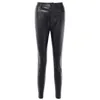 InstaHot Black Pencil Faux Leather Pants Women Casual Elegant Carving Print Ladies Capris Ankle Length Pants Streetwear Trousers Q0801