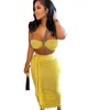 Summer Designer Women Two Piece Bra Dress Suit Sexy Crop Top Pleated Bandage Skirt Sets One Step Long Skirts Clubwear