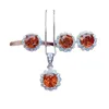 Earrings & Necklace Exquisite Sunflower Zircon Jewelry Set Fashion Silver Color Orange CZ Crystal Women Rings Wedding Gift